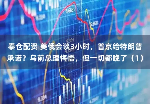泰仓配资 美俄会谈3小时，普京给特朗普承诺？乌前总理悔悟，但一切都晚了（1）